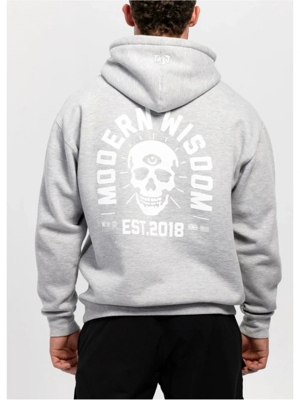 Modern Wisdom MW SKULL GREY HOODIE Size L ~ New No Tags